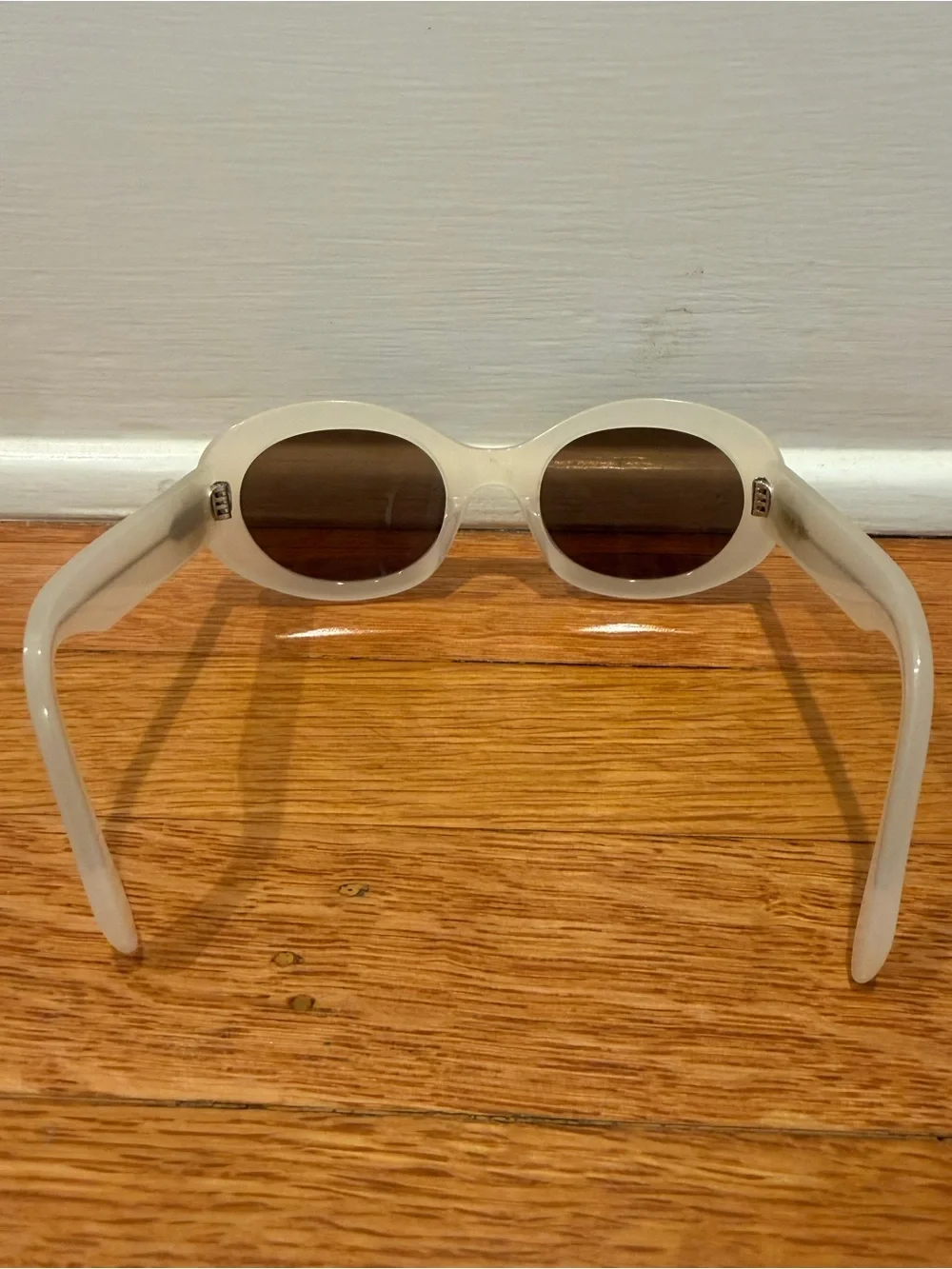 Celine Eyewear Triomphe oval acetate sunglasses, white, 52 mm, gently used